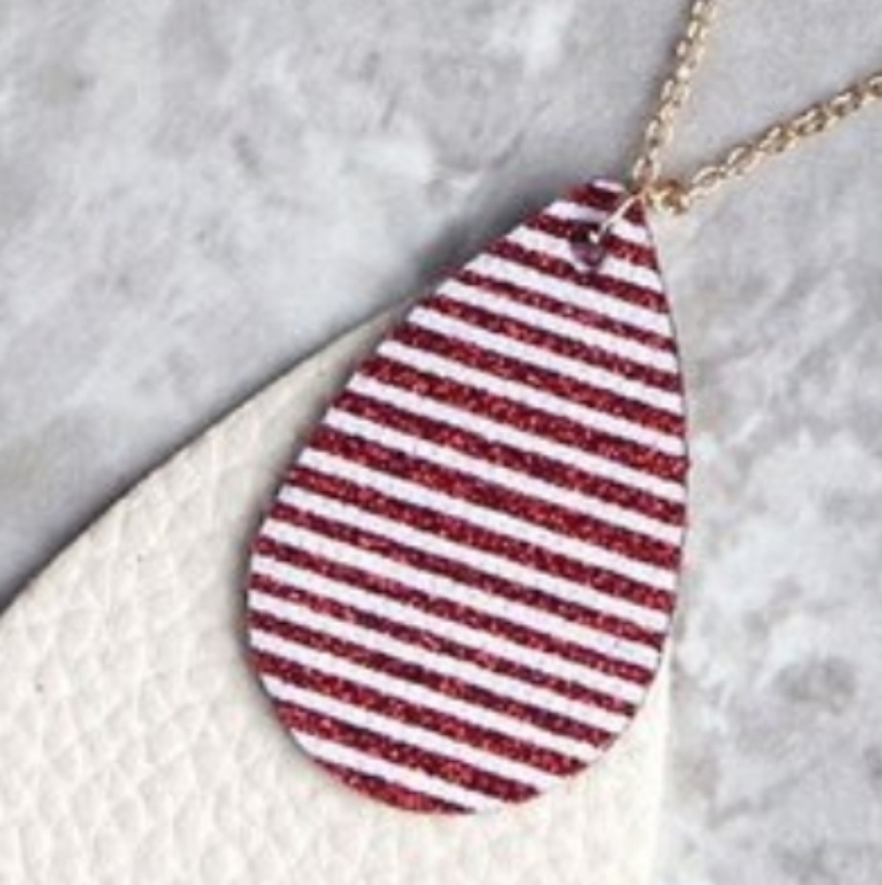 Glitter Stripe Double Drop Necklace - Picture 2 of 4